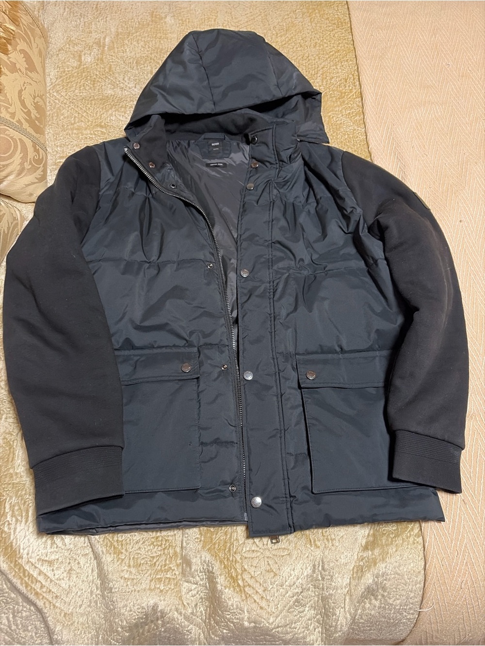 Hugo Boss Men's Hooded Puffer Jacket - Black